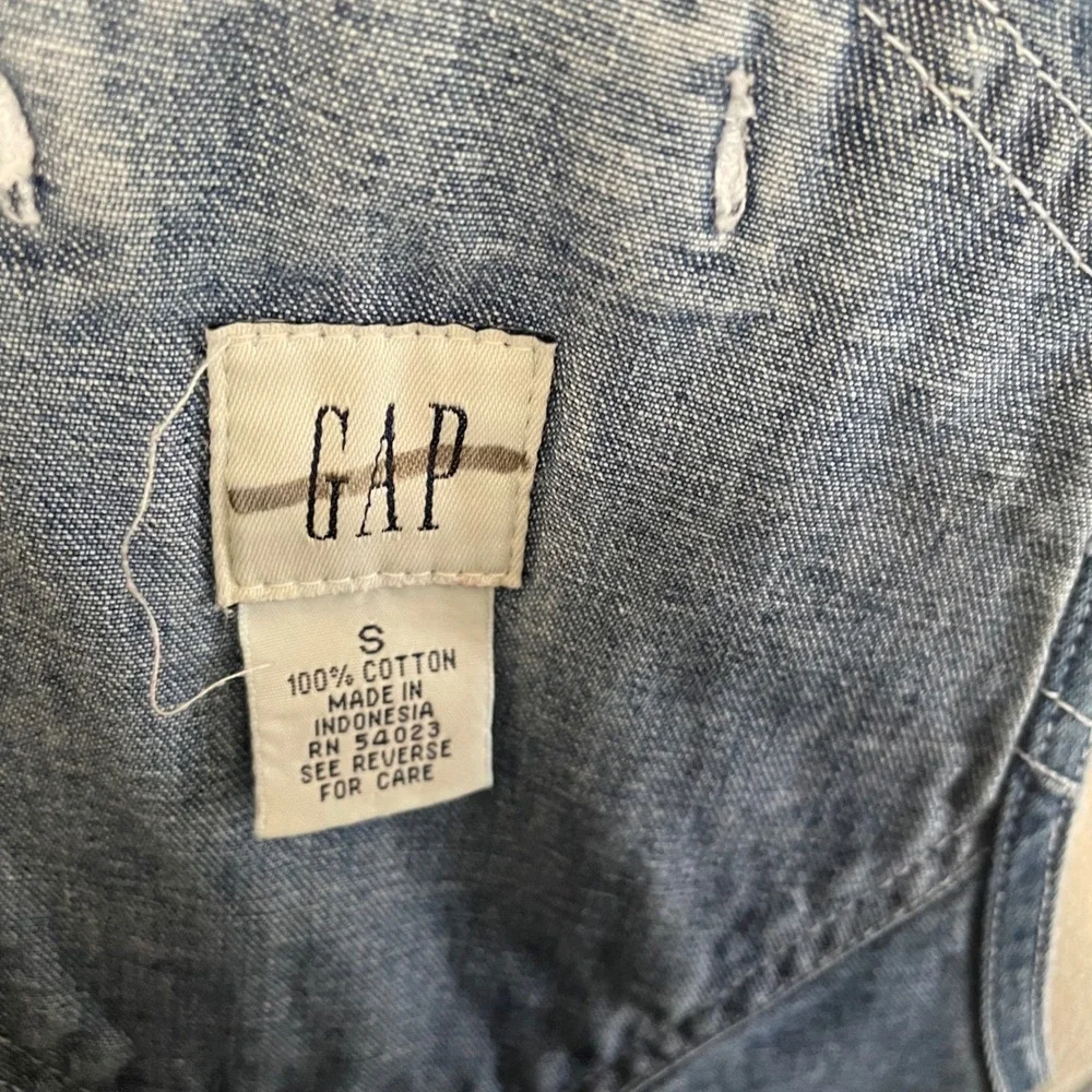 Gap Blue Denim Shortalls Medium Wash 100% Cotton Carpenter Overalls‎ Size Small - Picture 3 of 8